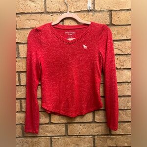 abercrombie kids Red V-Neck Long Sleeve